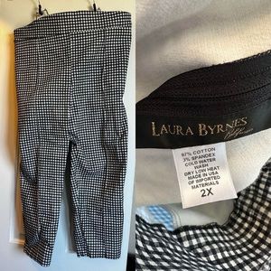Laura Byrnes Cropped Trousers in Black and White Gingham Twill